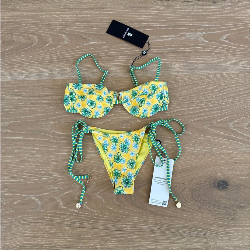 Blackbough Bikinis Simone & Maddy Triangle Bikini Agua Fresca Size XS in Yellow - Picture 1 of 4